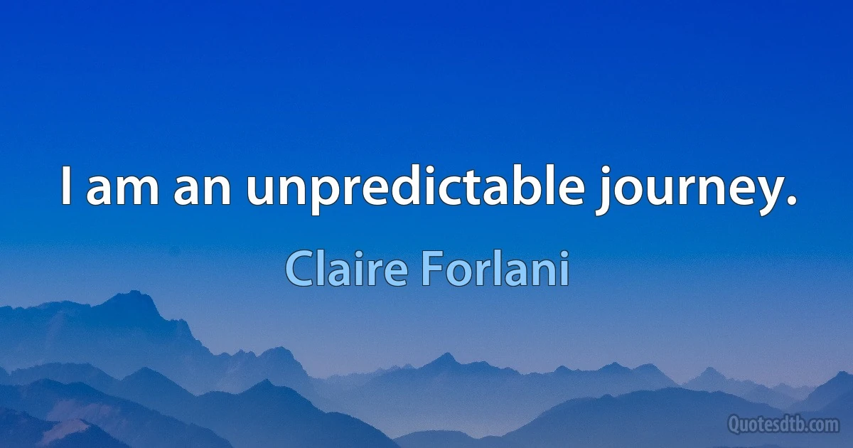 I am an unpredictable journey. (Claire Forlani)