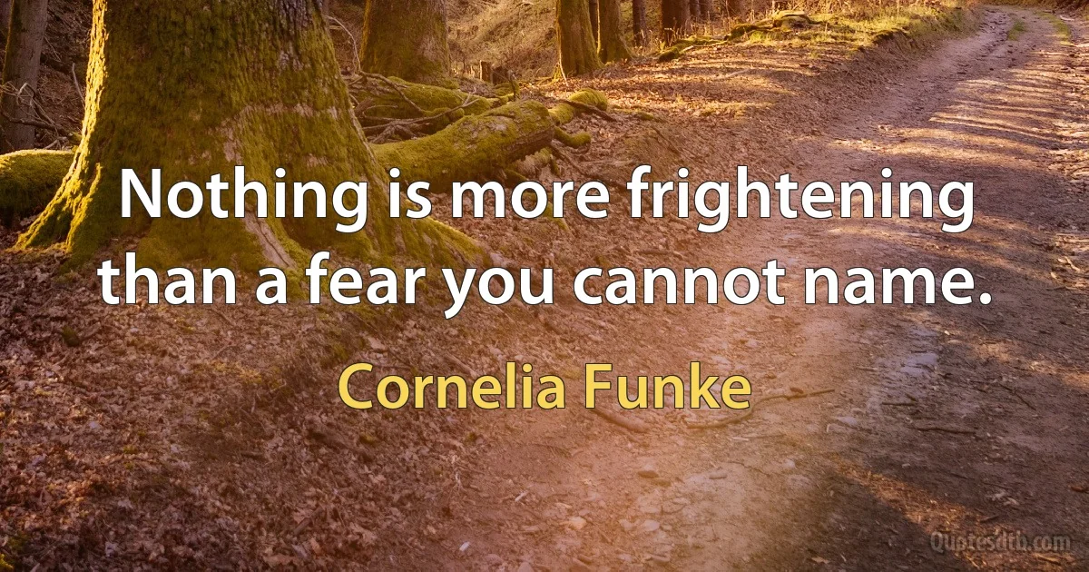 Nothing is more frightening than a fear you cannot name. (Cornelia Funke)