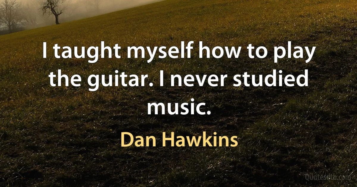 I taught myself how to play the guitar. I never studied music. (Dan Hawkins)