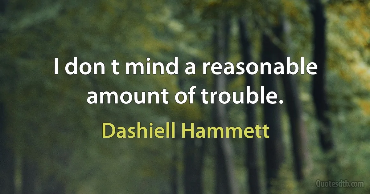 I don t mind a reasonable amount of trouble. (Dashiell Hammett)