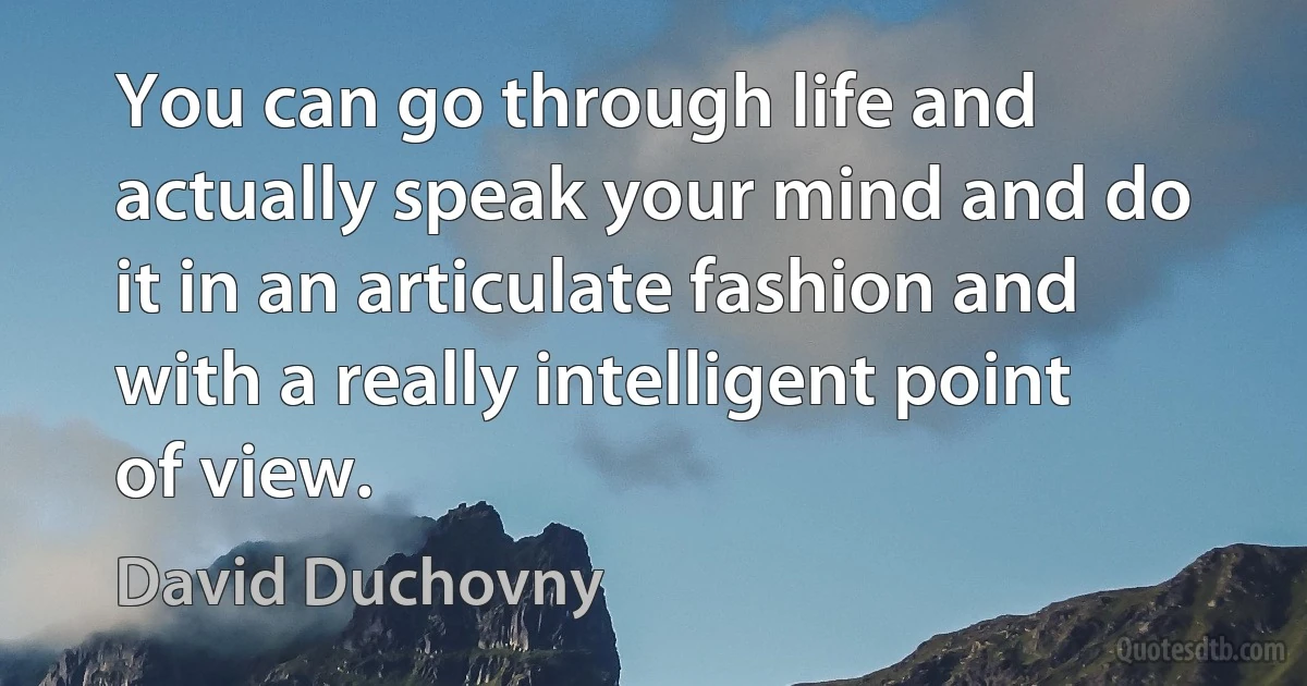 You can go through life and actually speak your mind and do it in an articulate fashion and with a really intelligent point of view. (David Duchovny)