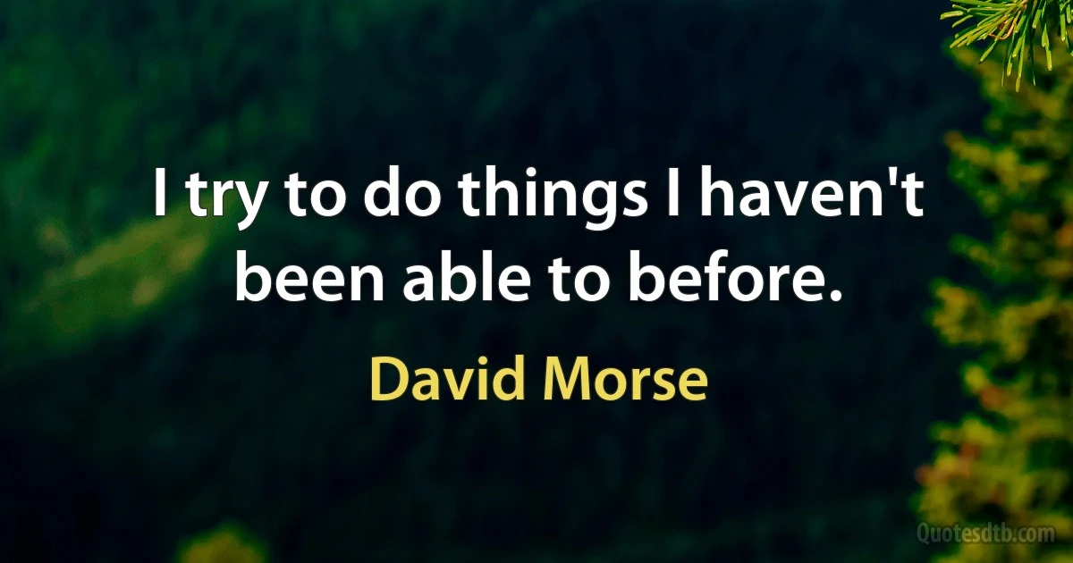 I try to do things I haven't been able to before. (David Morse)