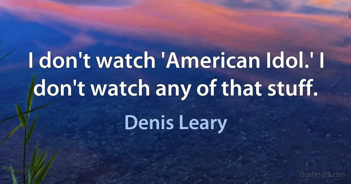 I don't watch 'American Idol.' I don't watch any of that stuff. (Denis Leary)