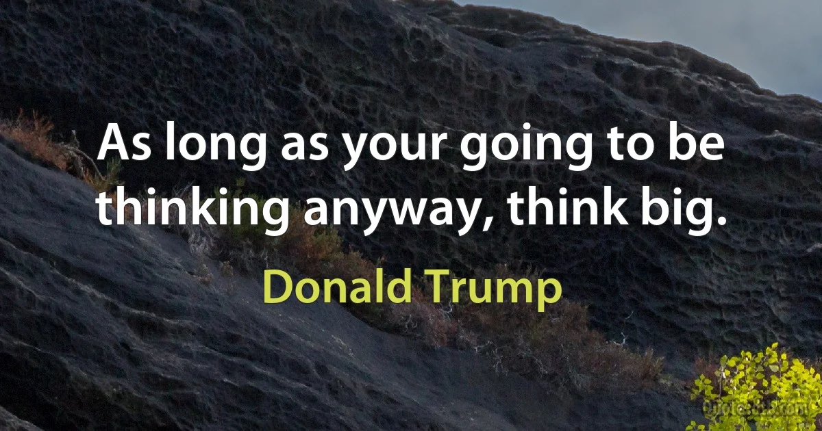 As long as your going to be thinking anyway, think big. (Donald Trump)