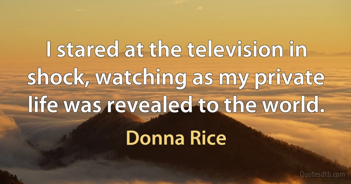 I stared at the television in shock, watching as my private life was revealed to the world. (Donna Rice)