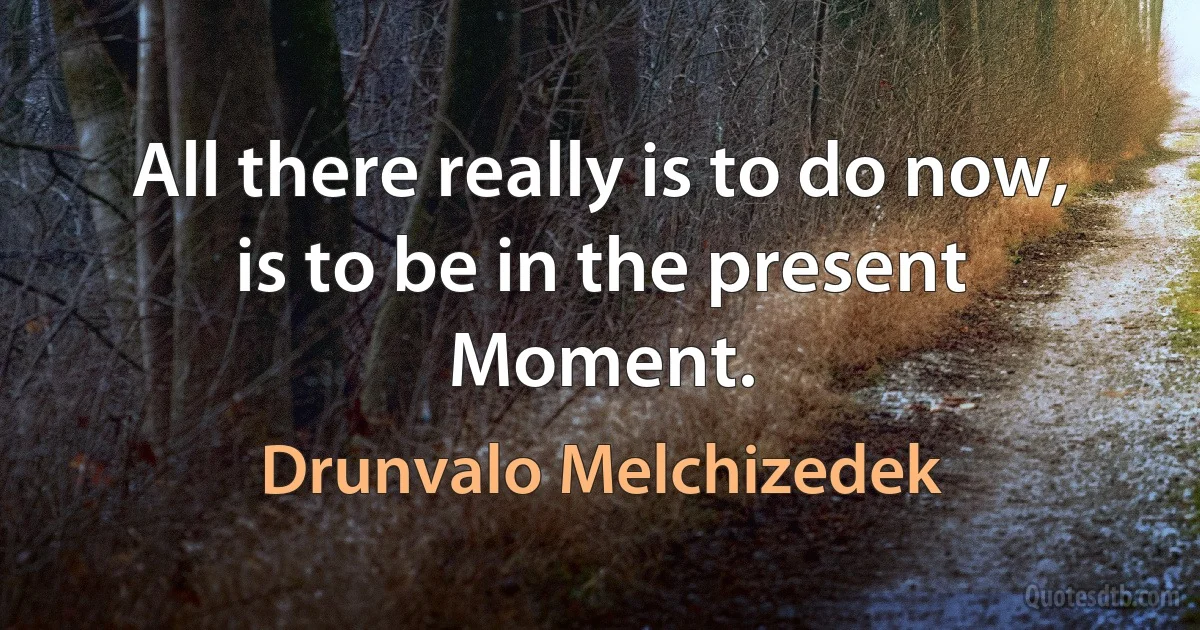 All there really is to do now, is to be in the present Moment. (Drunvalo Melchizedek)