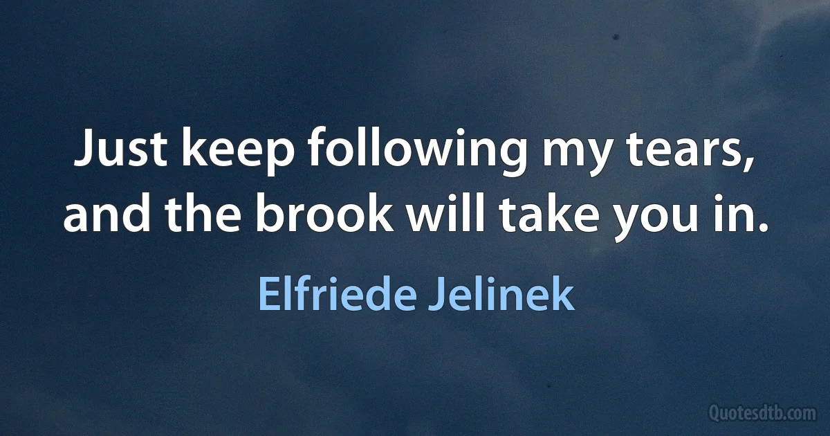 Just keep following my tears, and the brook will take you in. (Elfriede Jelinek)