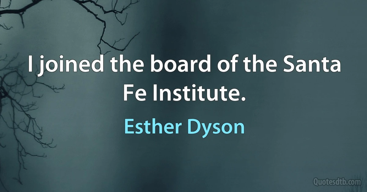 I joined the board of the Santa Fe Institute. (Esther Dyson)