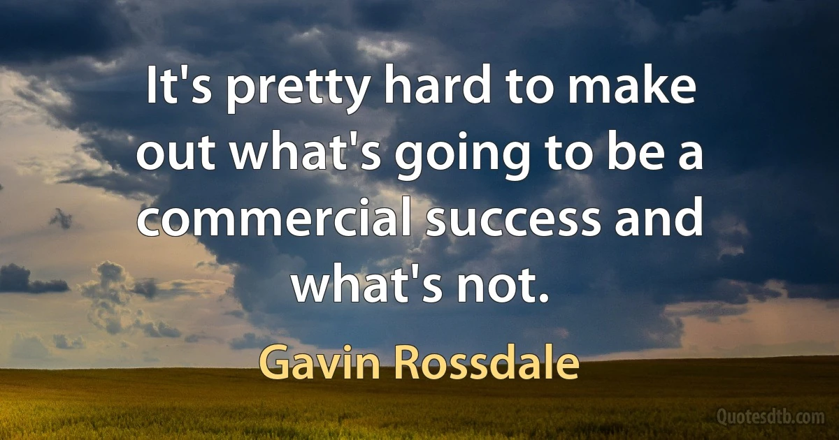 It's pretty hard to make out what's going to be a commercial success and what's not. (Gavin Rossdale)