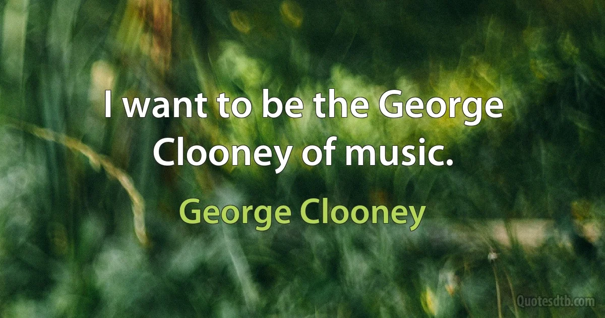 I want to be the George Clooney of music. (George Clooney)