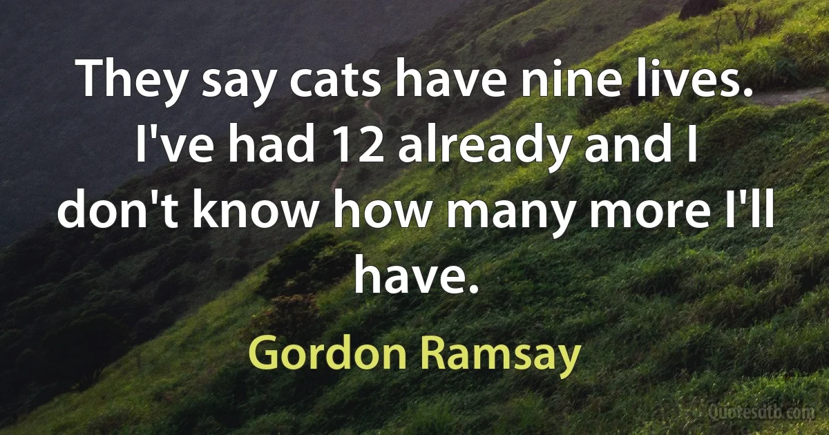 They say cats have nine lives. I've had 12 already and I don't know how many more I'll have. (Gordon Ramsay)