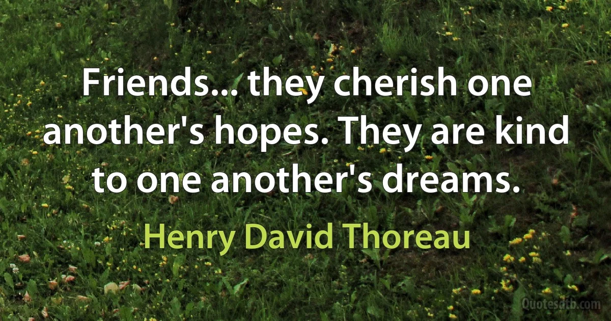 Friends... they cherish one another's hopes. They are kind to one another's dreams. (Henry David Thoreau)