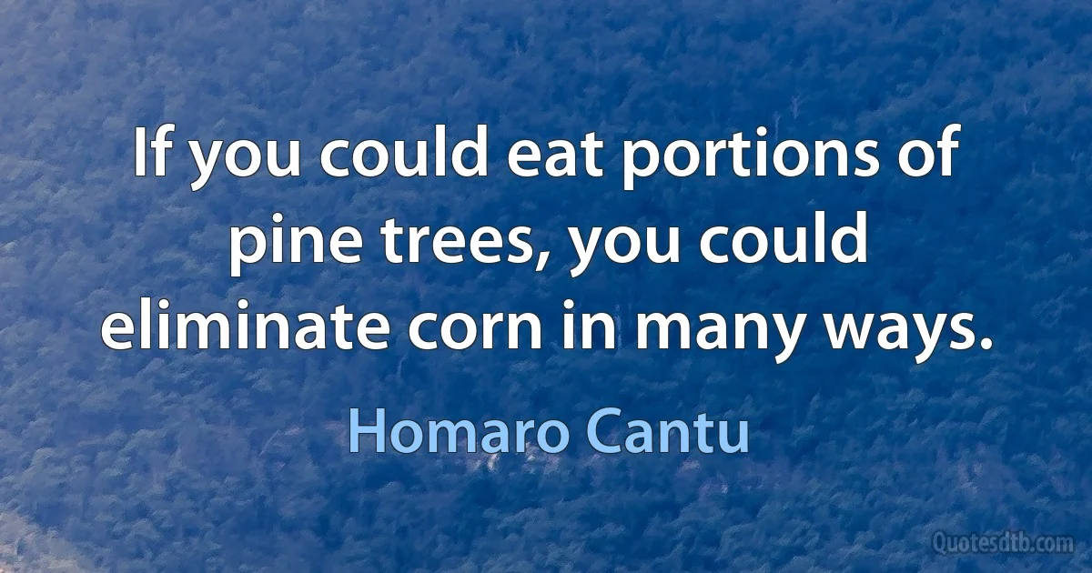 If you could eat portions of pine trees, you could eliminate corn in many ways. (Homaro Cantu)