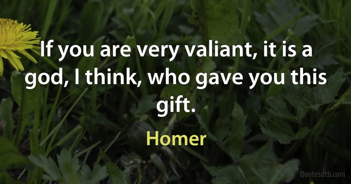 If you are very valiant, it is a god, I think, who gave you this gift. (Homer)