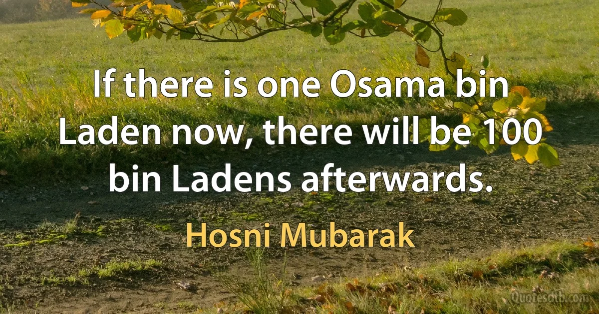 If there is one Osama bin Laden now, there will be 100 bin Ladens afterwards. (Hosni Mubarak)