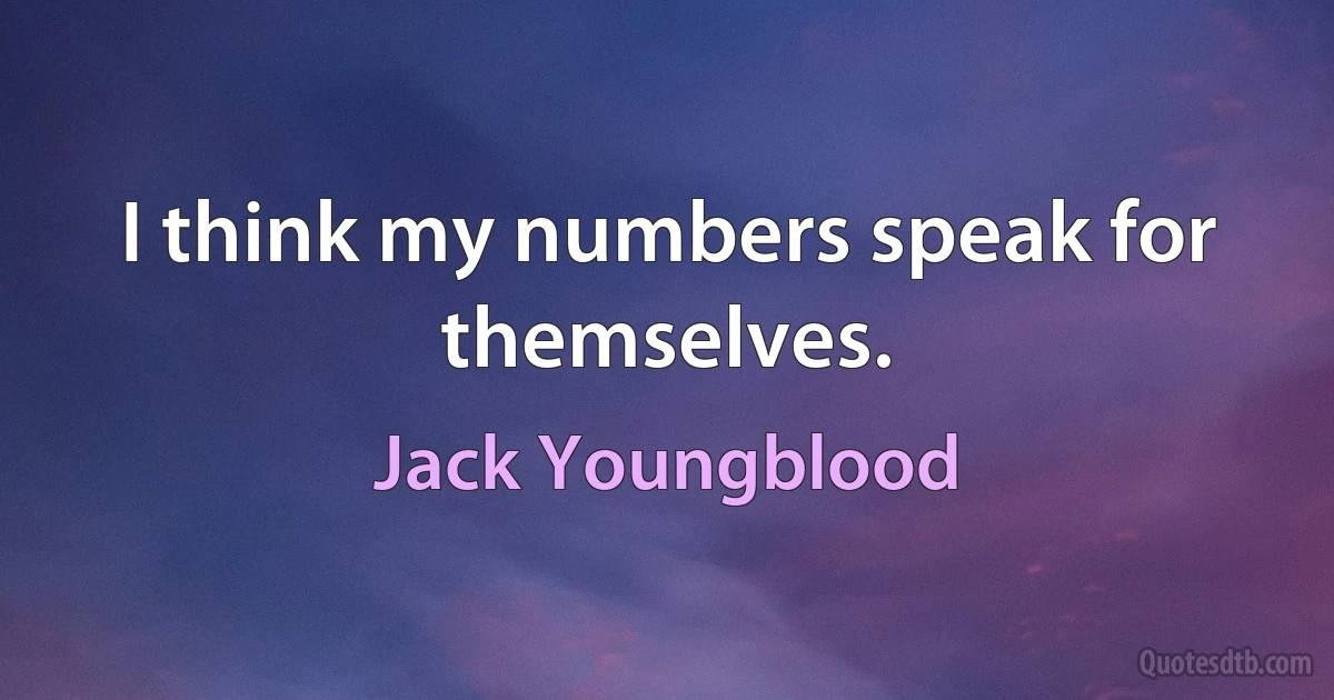 I think my numbers speak for themselves. (Jack Youngblood)