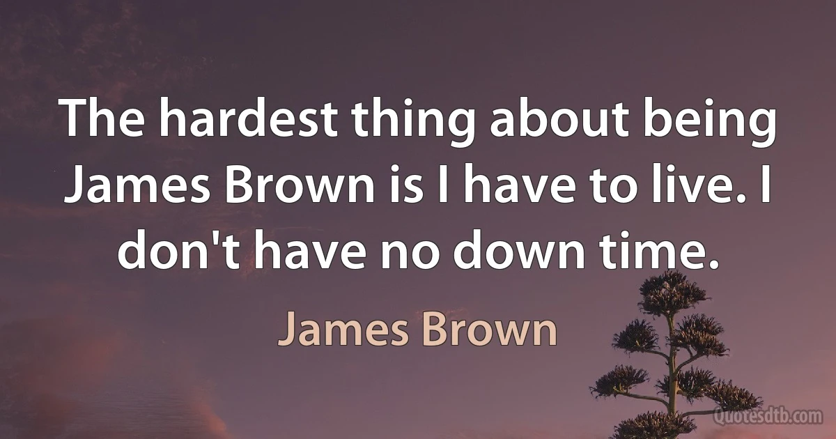 The hardest thing about being James Brown is I have to live. I don't have no down time. (James Brown)