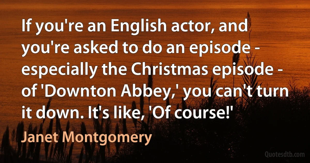 If you're an English actor, and you're asked to do an episode - especially the Christmas episode - of 'Downton Abbey,' you can't turn it down. It's like, 'Of course!' (Janet Montgomery)