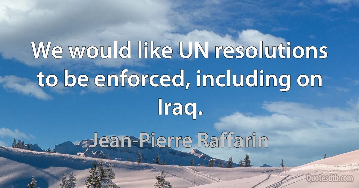 We would like UN resolutions to be enforced, including on Iraq. (Jean-Pierre Raffarin)