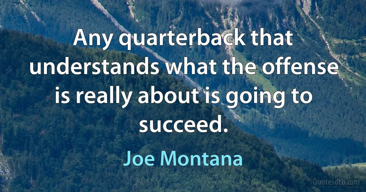 Any quarterback that understands what the offense is really about is going to succeed. (Joe Montana)