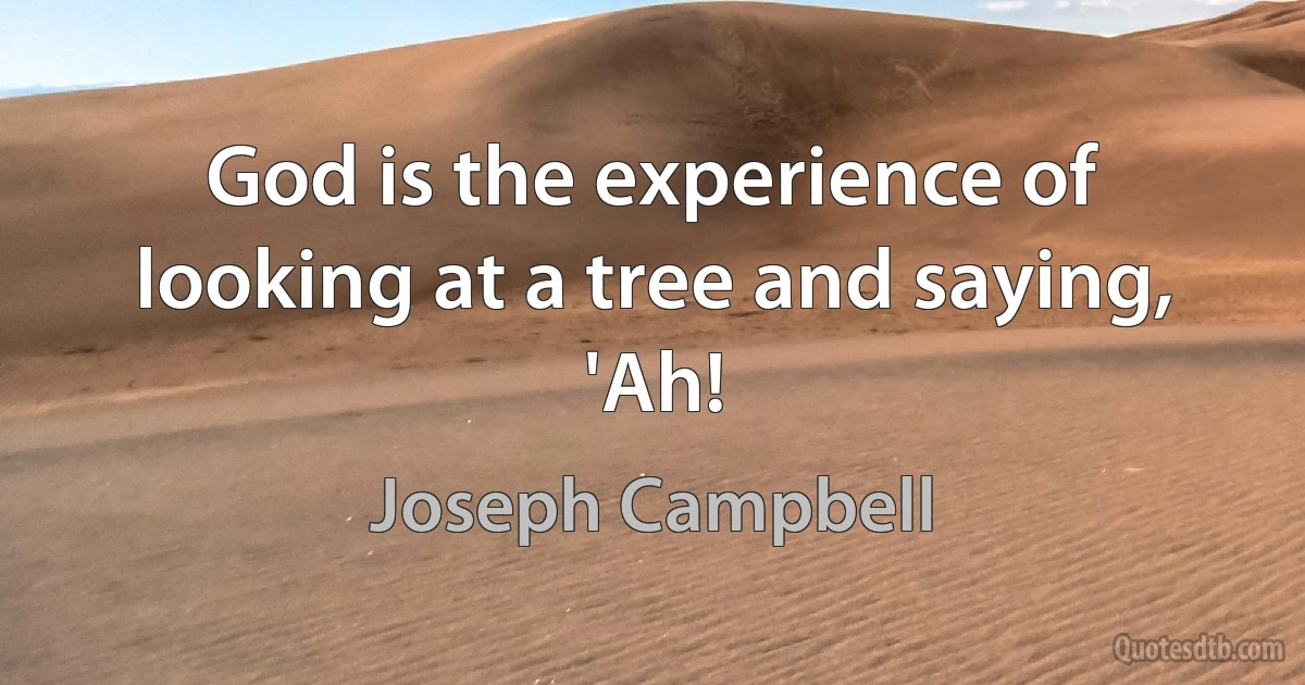 God is the experience of looking at a tree and saying, 'Ah! (Joseph Campbell)