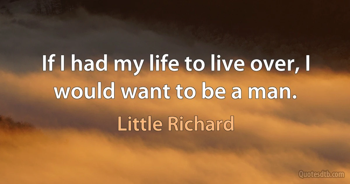 If I had my life to live over, I would want to be a man. (Little Richard)