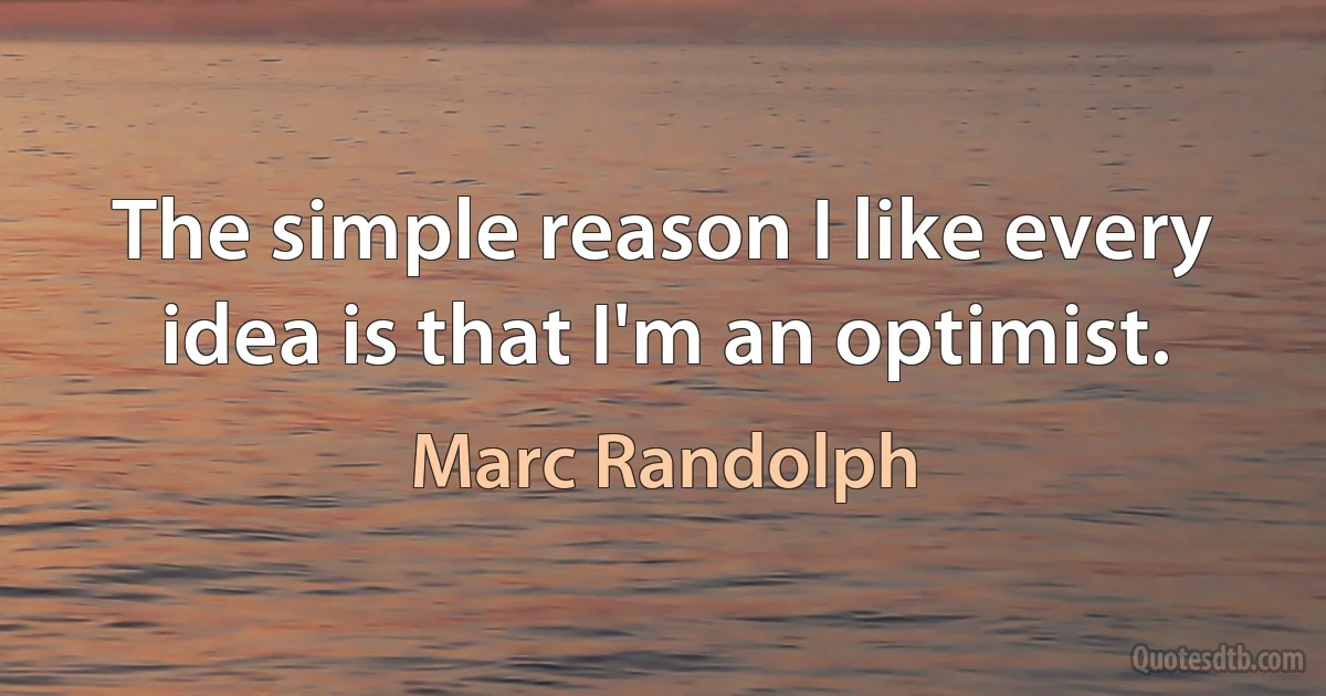 The simple reason I like every idea is that I'm an optimist. (Marc Randolph)