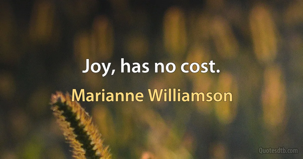 Joy, has no cost. (Marianne Williamson)