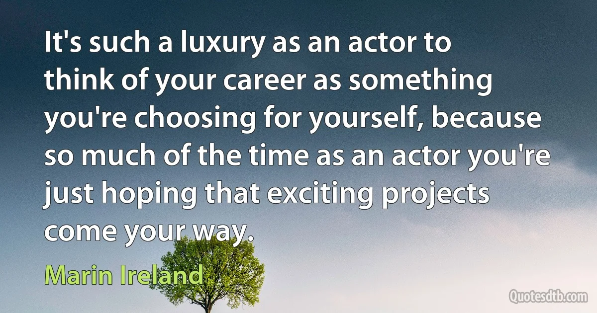 It's such a luxury as an actor to think of your career as something you're choosing for yourself, because so much of the time as an actor you're just hoping that exciting projects come your way. (Marin Ireland)