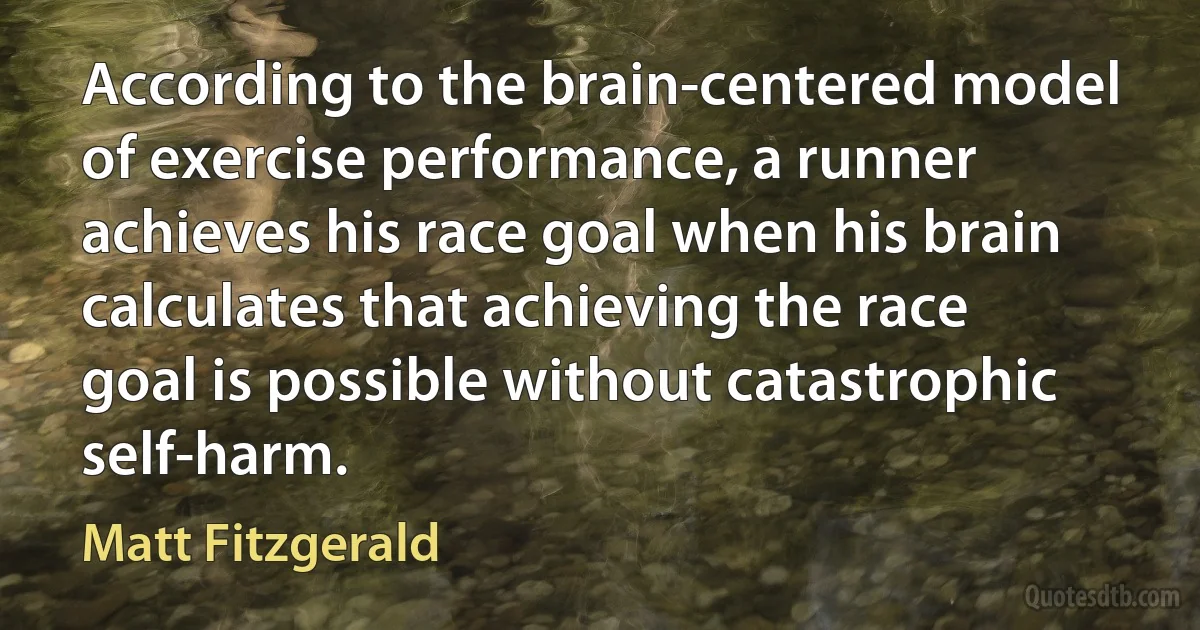 According to the brain-centered model of exercise performance, a runner achieves his race goal when his brain calculates that achieving the race goal is possible without catastrophic self-harm. (Matt Fitzgerald)