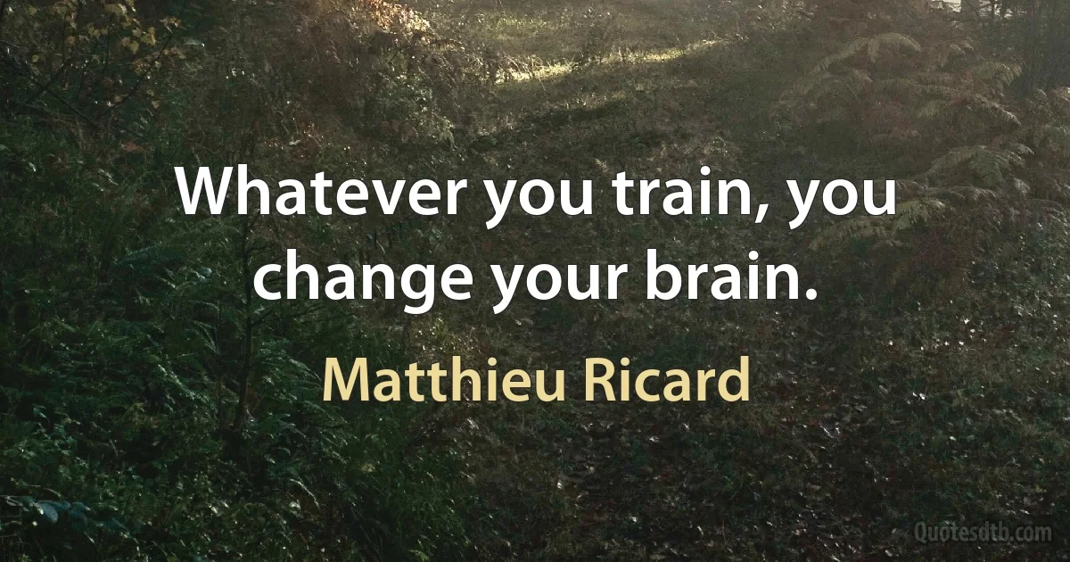 Whatever you train, you change your brain. (Matthieu Ricard)