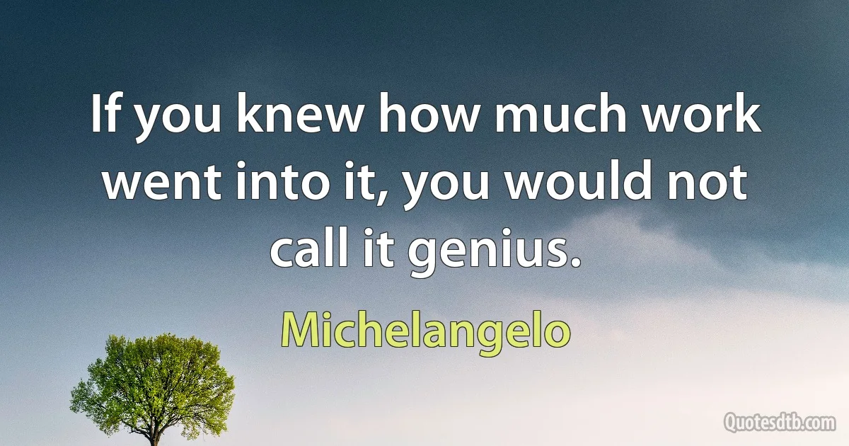 If you knew how much work went into it, you would not call it genius. (Michelangelo)