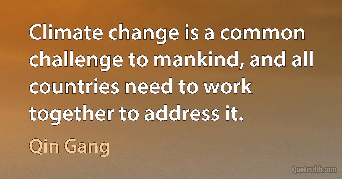 Climate change is a common challenge to mankind, and all countries need to work together to address it. (Qin Gang)