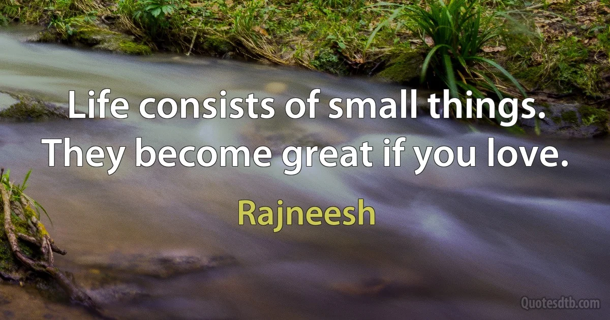 Life consists of small things. They become great if you love. (Rajneesh)