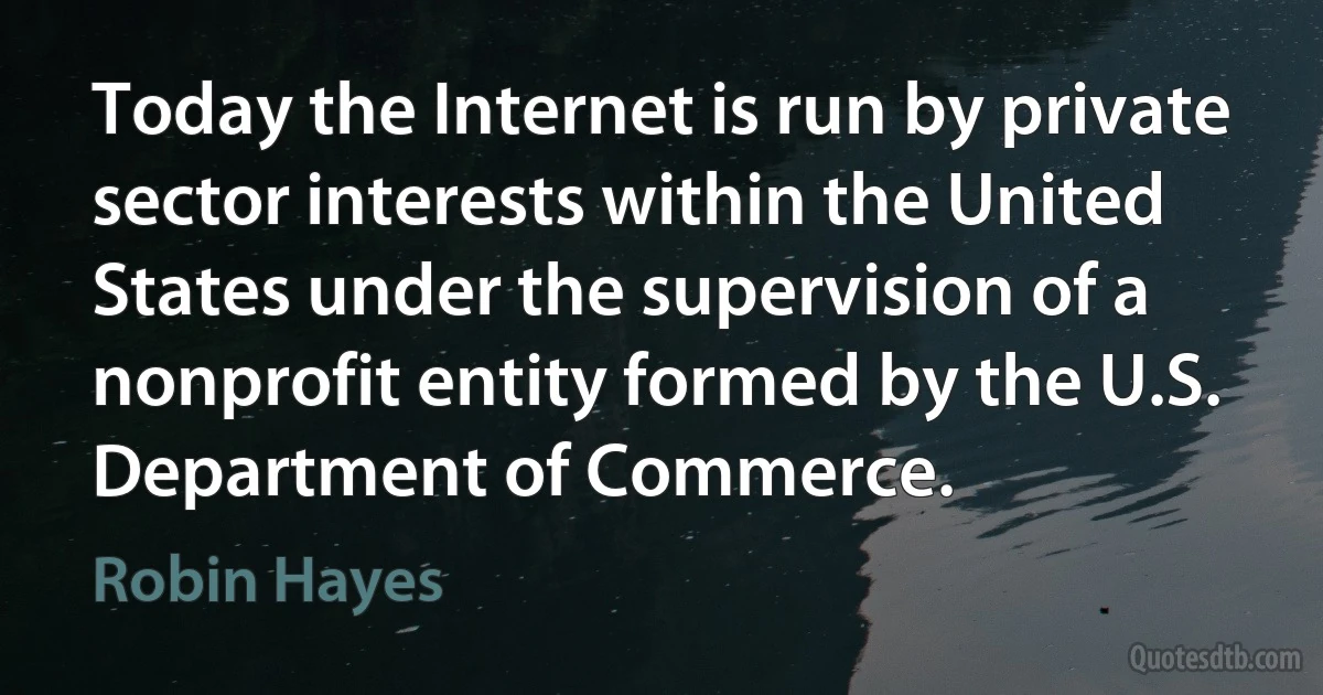 Today the Internet is run by private sector interests within the United States under the supervision of a nonprofit entity formed by the U.S. Department of Commerce. (Robin Hayes)