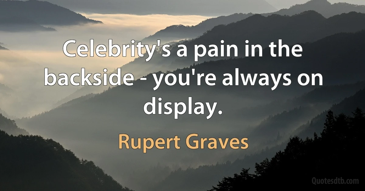 Celebrity's a pain in the backside - you're always on display. (Rupert Graves)