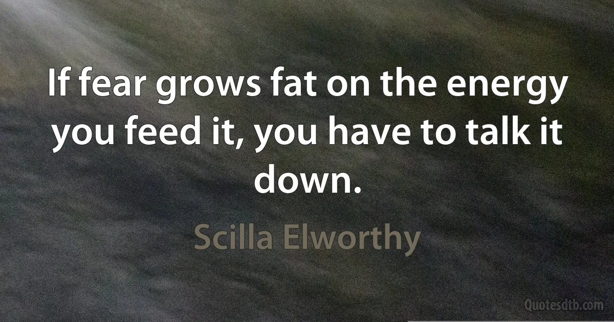 If fear grows fat on the energy you feed it, you have to talk it down. (Scilla Elworthy)