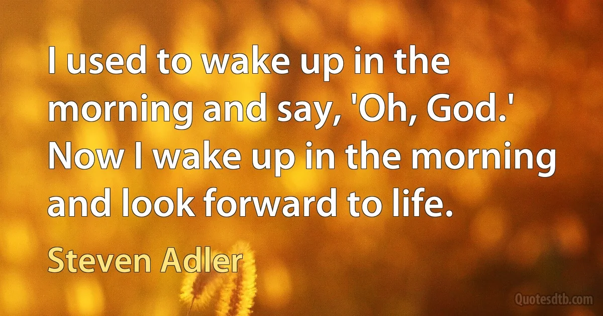 I used to wake up in the morning and say, 'Oh, God.' Now I wake up in the morning and look forward to life. (Steven Adler)