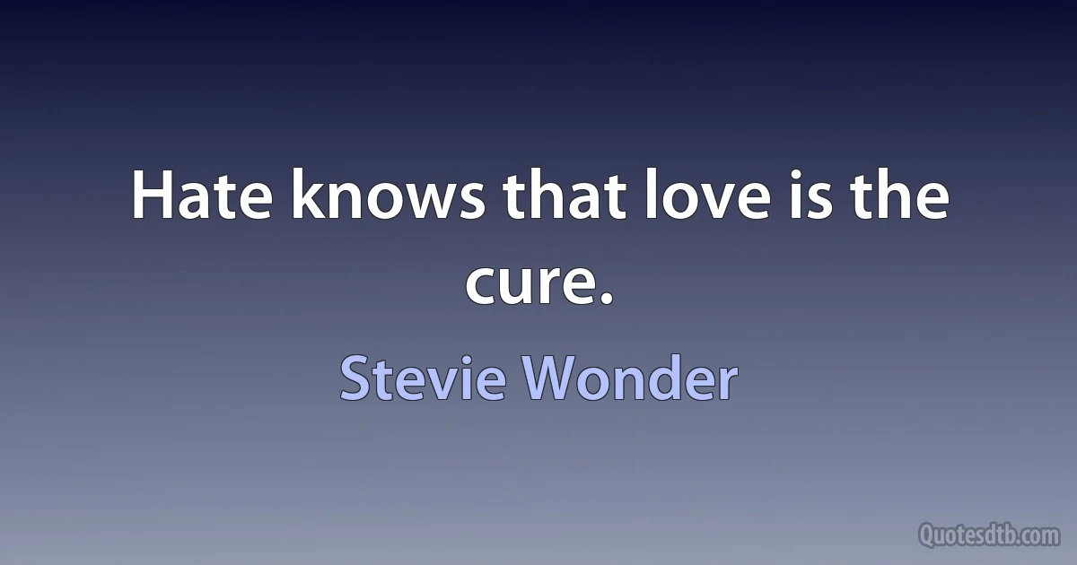 Hate knows that love is the cure. (Stevie Wonder)