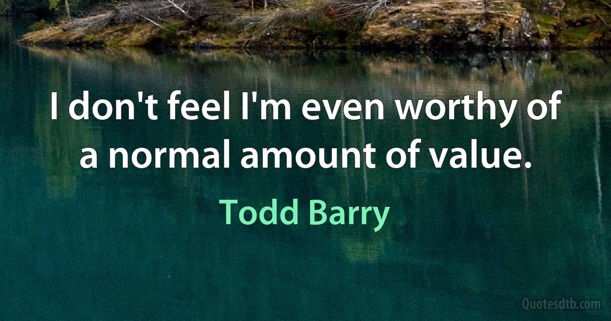 I don't feel I'm even worthy of a normal amount of value. (Todd Barry)