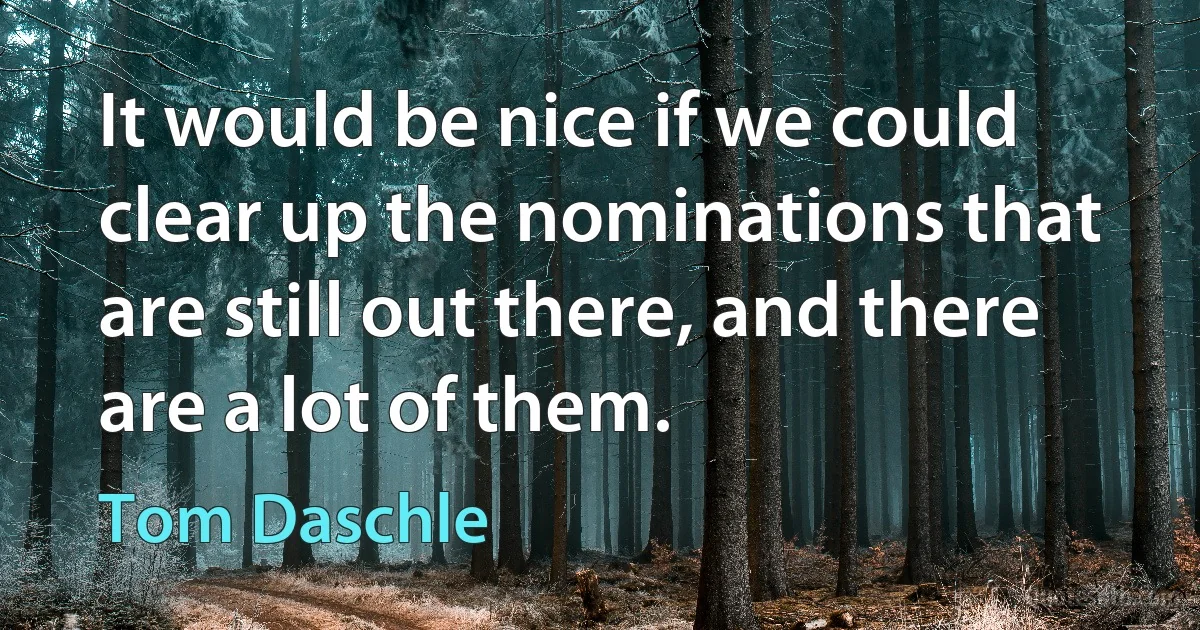 It would be nice if we could clear up the nominations that are still out there, and there are a lot of them. (Tom Daschle)