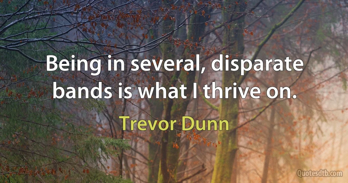 Being in several, disparate bands is what I thrive on. (Trevor Dunn)