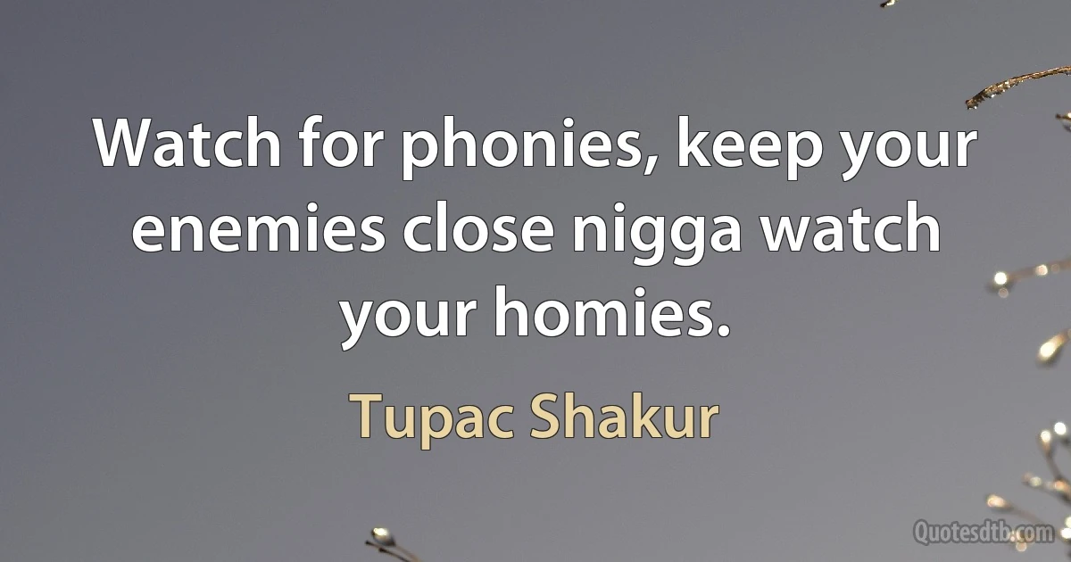 Watch for phonies, keep your enemies close nigga watch your homies. (Tupac Shakur)