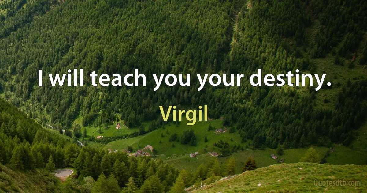 I will teach you your destiny. (Virgil)