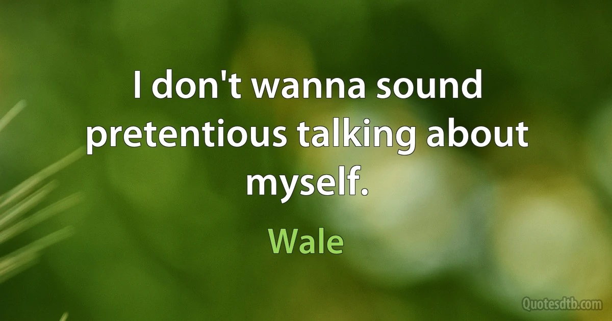 I don't wanna sound pretentious talking about myself. (Wale)