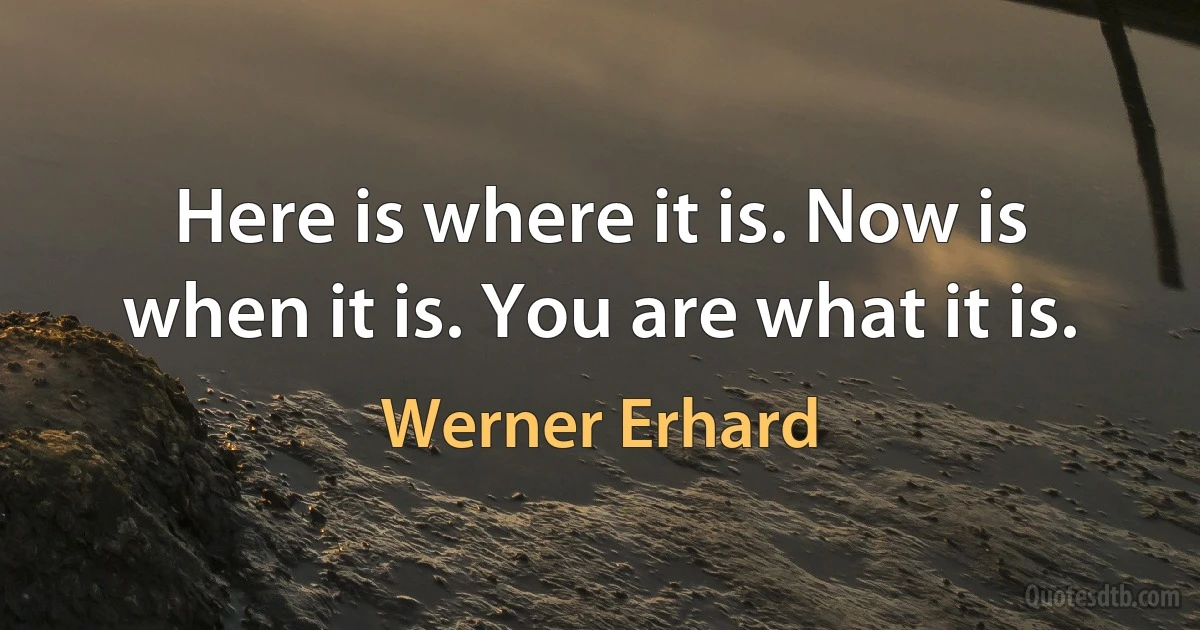 Here is where it is. Now is when it is. You are what it is. (Werner Erhard)