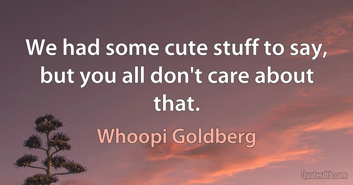 We had some cute stuff to say, but you all don't care about that. (Whoopi Goldberg)