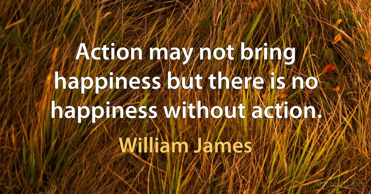 Action may not bring happiness but there is no happiness without action. (William James)