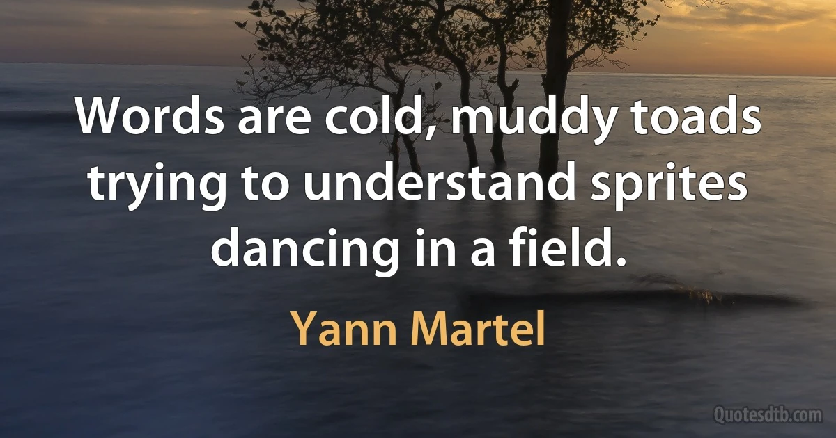 Words are cold, muddy toads trying to understand sprites dancing in a field. (Yann Martel)