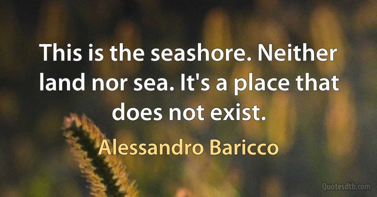 This is the seashore. Neither land nor sea. It's a place that does not exist. (Alessandro Baricco)